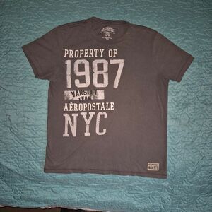 Aeropostale Men's Grey and Black T-shirt